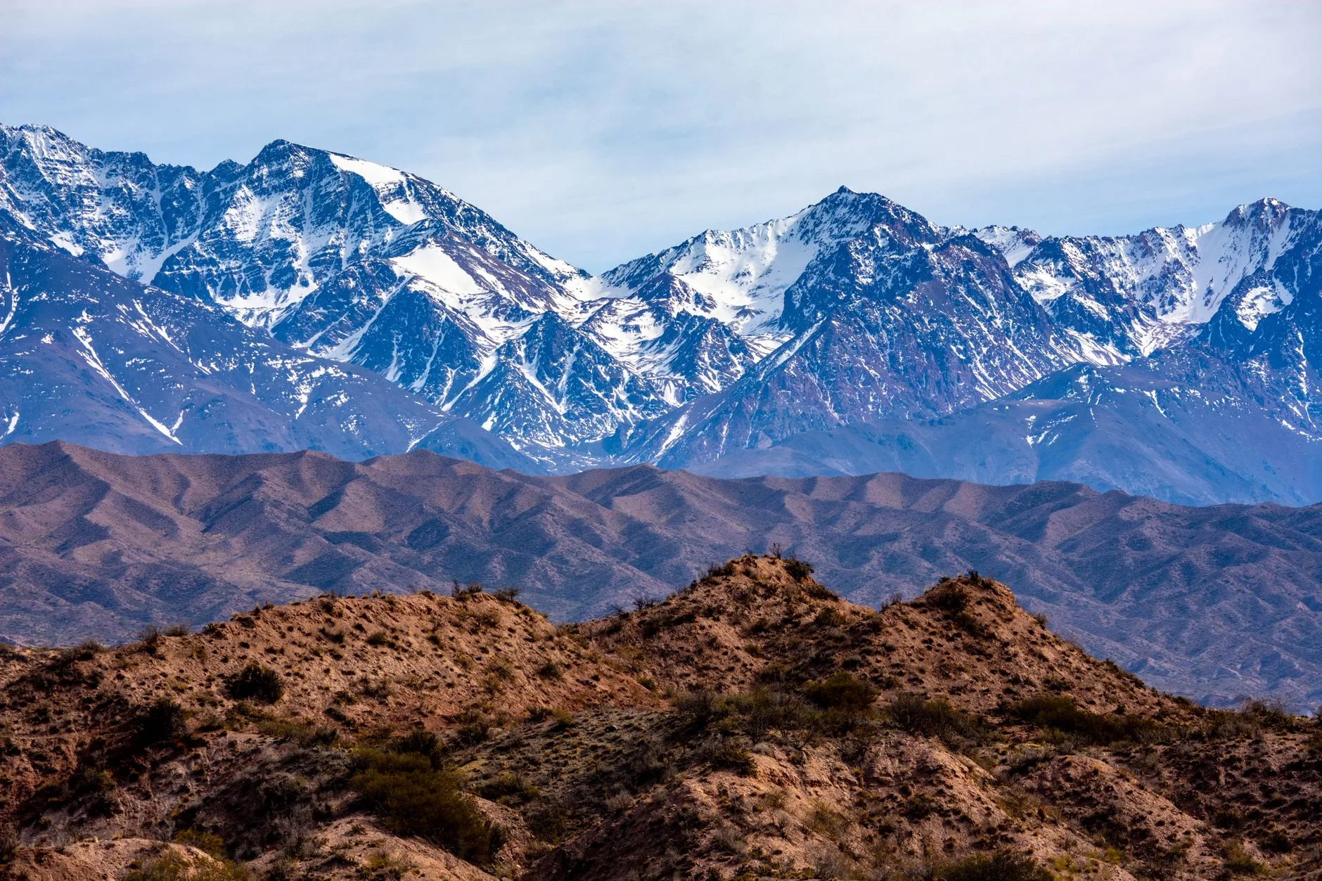 Paysage de montagne de la cordillère des Andes près de Mendoza